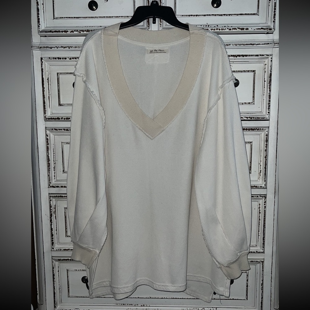 New 🤍 Free People oversized ivory waffle pullover size M